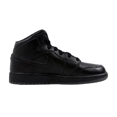 Pre-owned Air Jordan 1 Retro Mid Gs 'black Dark Grey'