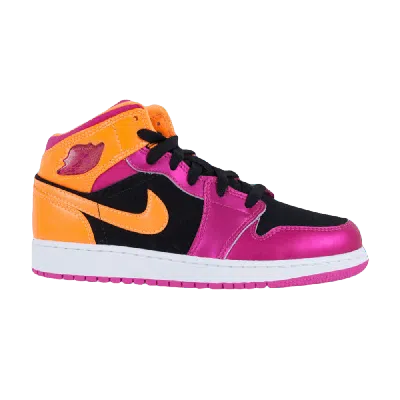 Pre-owned Air Jordan 1 Retro Mid Gs 'bright Citrus' In Multi-color