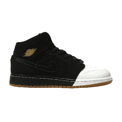 Pre-owned Air Jordan 1 Retro Mid Gs 'gold And Gum' In Black