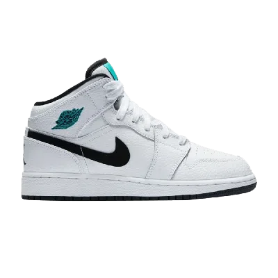 Pre-owned Air Jordan 1 Retro Mid Gs 'hyper Jade' In White