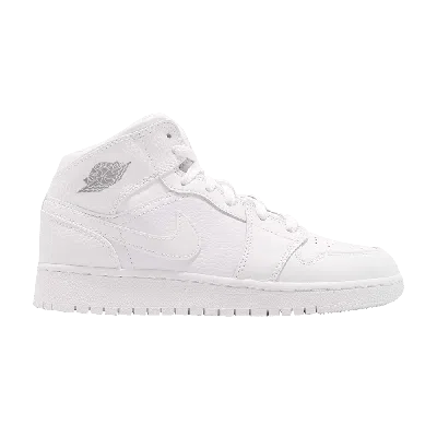 Pre-owned Air Jordan 1 Retro Mid Gs 'pure Platinum' In White