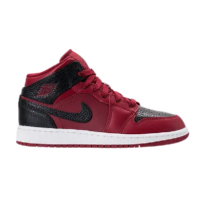 Pre-owned Air Jordan 1 Retro Mid Gs 'team Red Black'