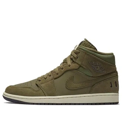 Air Jordan 1 Retro Mid 'olive Canvas' In Green