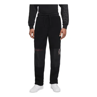 Air Jordan 23 Drawstring Polar Fleece Splicing Casual Sports Long Pants Black