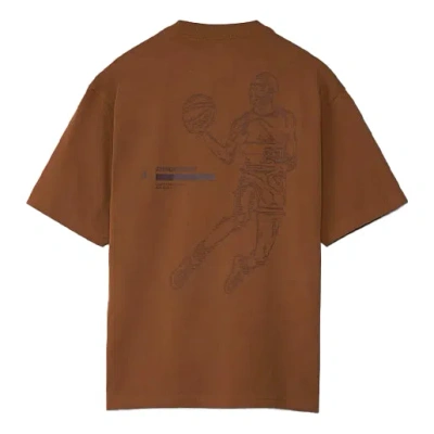 Air Jordan 23 Engineered Basketball Sports Printing Round Neck Short Sleeve Brown