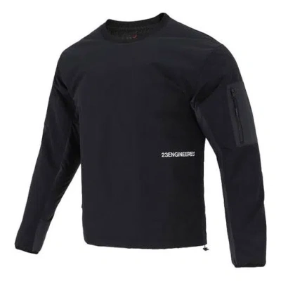 Air Jordan 23 Engineered Contrast Color Stitching Round Neck Pullover Padded Clothes Black