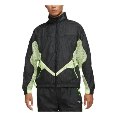 Air Jordan 23 Engineered Splicing Contrasting Colors Mesh Stand Collar Woven Jacket Black