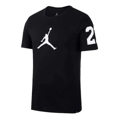 Air Jordan 23 Logo Printing Casual Sports Round Neck Short Sleeve Black