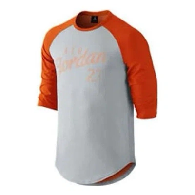 Air Jordan 3/4 Raglant-shirt 'red/grey' In Gray