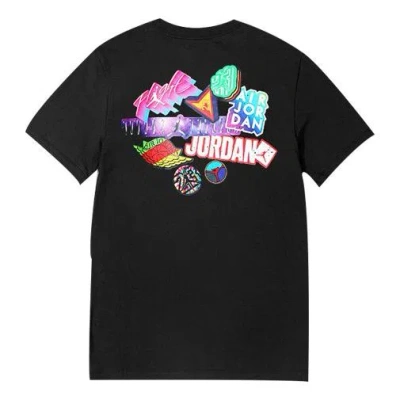 Air Jordan All-star Color Label Printing Basketball Short Sleeve Black
