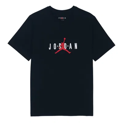 Air Jordan Alphabet Flying Man Logo Printing Round Neck Casual Short Sleeve Black