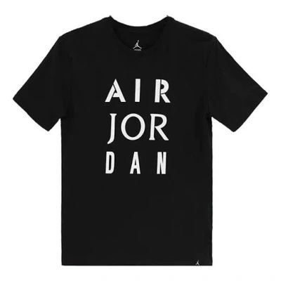 Air Jordan Alphabet Logo Athleisure Casual Sports Short Sleeve Black