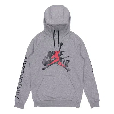 Air Jordan Alphabet Logo Pullover Hooded Fleece Gray