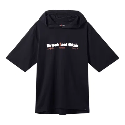 Air Jordan Alphabet Numeric Printing Hooded Pullover Short Sleeve Black
