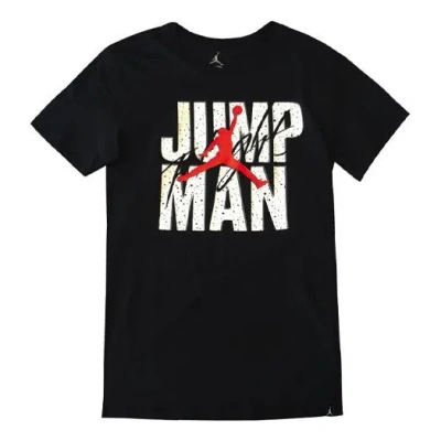 Air Jordan Alphabet Pattern Loose Round Neck Short Sleeve Black