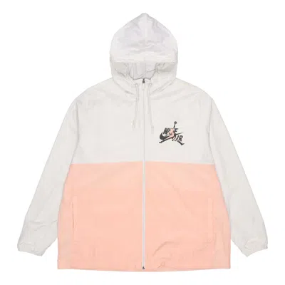 Air Jordan Alphabet Printing Basketball Sports Hooded Jacket White Pink In Multi