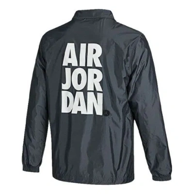 Air Jordan Alphabet Printing Woven Logo Sports Jacket Black