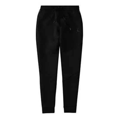 Air Jordan As Flight Tech Diamond Pant Solid Color Training Running Bundle Feet Sports Pants Black