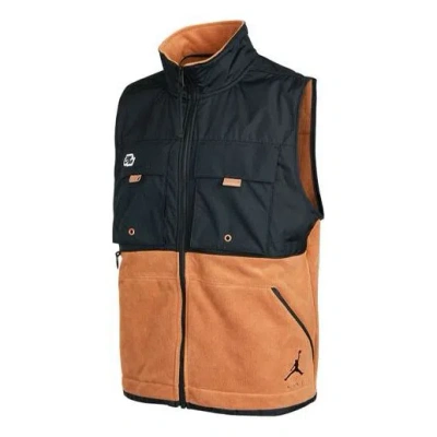 Air Jordan As M J Jmpmn Vest Basketball Sports Fleece Lined Zipper Stand Collar Black Brown
