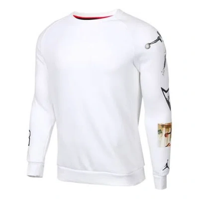 Air Jordan Athleisure Casual Sports Printing Round Neck Long Sleeves White