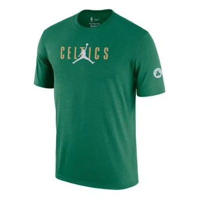 Air Jordan Boston Celtics Courtside Jordan Nba Casual Sports Round Neck Pullover Short Sleeve Green