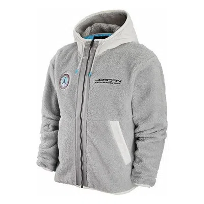 Air Jordan Brand Patch Zipper Hoodie Men's Light Blue In Gray