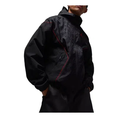 Air Jordan Brooklyn Hooded Draft Jacket 'black Gym Red' In Gray