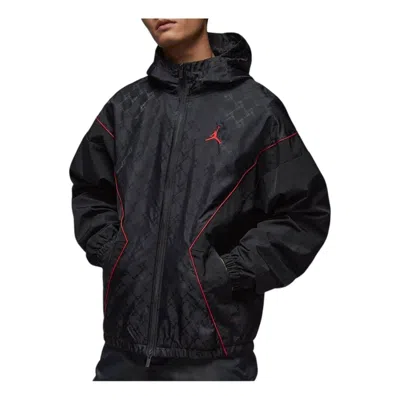 Air Jordan Brooklyn Hooded Draft Jacket Loose Fit 'black Gym Red'