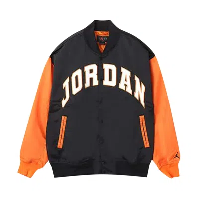 Pre-owned Air Jordan Brooklyn University Varsity Jacket 'black/starfish/black' | Men's Size S