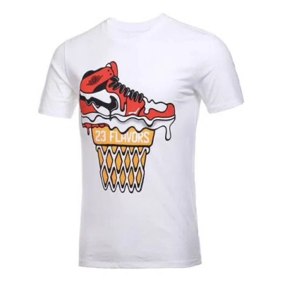 Air Jordan Cartoon Printing Sports Round Neck Short Sleeve White