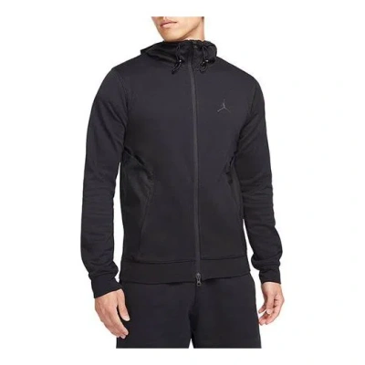 Air Jordan Casual Full-length Zipper Knit Hooded Jacket Black