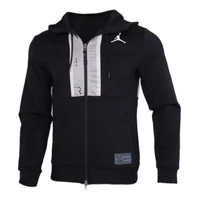 Air Jordan Casual Sports Hooded Jacket 'black Light Grey'