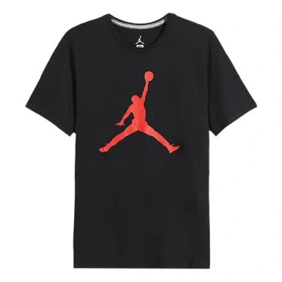 Air Jordan Casual Sports Round Neck Large Logo Short Sleeve Black