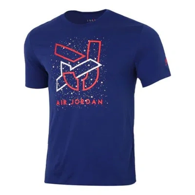 Air Jordan Casual Sports Round Neck Short Sleeve Blue