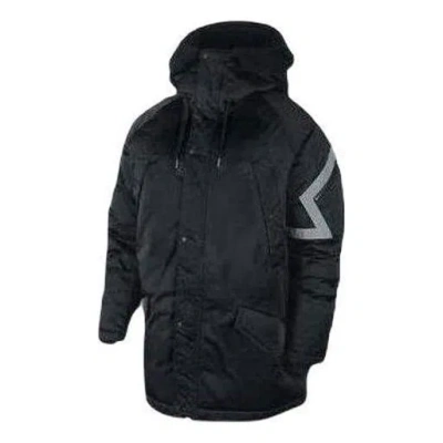 Air Jordan Casual Sports Stay Warm Hooded Thicken Mid-length Down Jacket Black