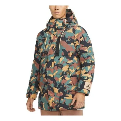 Air Jordan Casual Stay Warm Printing Hooded Down Jacket Camouflage Green In Multi