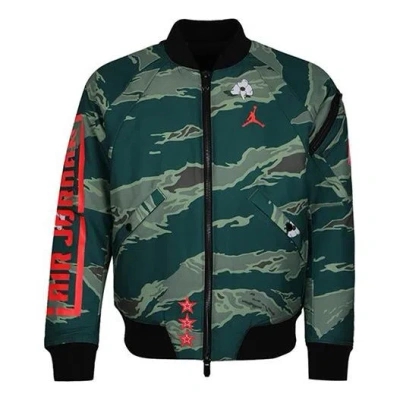 Air Jordan City Of Flight Printing Athleisure Casual Sports Stay Warm Jacket Camouflage Green