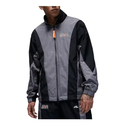 Air Jordan Colorblock Embroidered Zipper Jacket Men's Gray Black