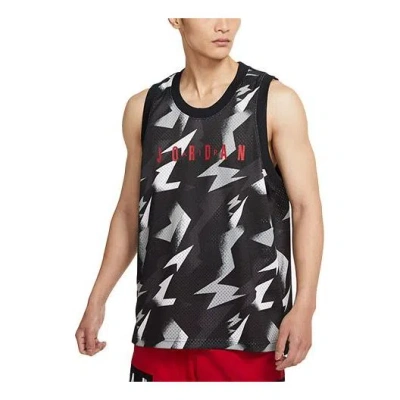 Air Jordan Contrasting Colors Pattern Alphabet Numeric Breathable Training Basketball Sports Vest Bl In Black