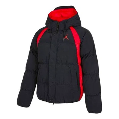 Air Jordan Contrasting Colors Printing Stay Warm Hooded Jacket Black