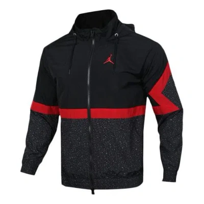Air Jordan Diamond Cement Jacket Running Training Sports Hooded Jacket Black Red
