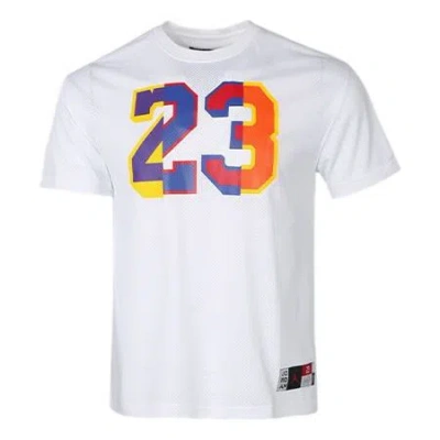 Air Jordan Dna Printing Mesh Breathable Sports Round Neck Short Sleeve White