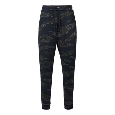 Air Jordan Drawstring Casual Pants Camouflage In Black