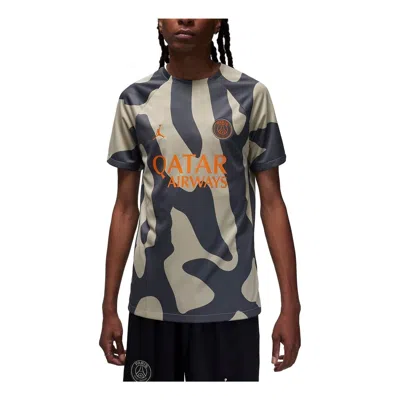 Air Jordan Dri-fit Soccer Pre-match Short-sleeve Top Logo Tee 'stone Iron Grey Magma Orange' In Multi