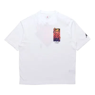 Air Jordan Dri-fit Zion Basketball Sports Printing Knit Round Neck Short Sleeve White