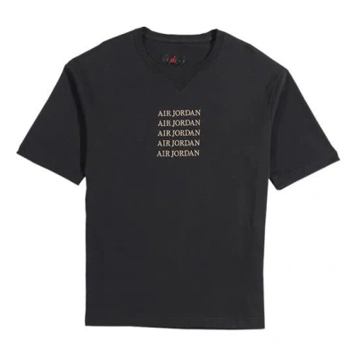 Air Jordan Embroidered Logo Athleisure Casual Sports Round Neck Short Sleeve Black