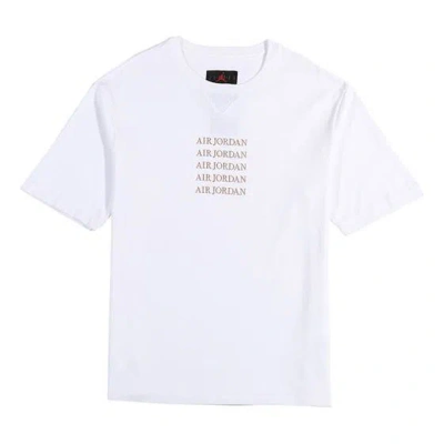Air Jordan Embroidered Logo Athleisure Casual Sports Round Neck Short Sleeve White