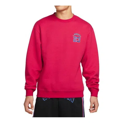 Air Jordan Embroidered Logo Sports Pullover Round Neck 'red'