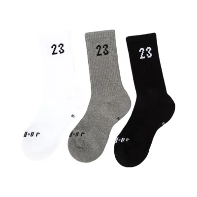 Pre-owned Air Jordan Essentials Crew Socks (3 Pairs) 'black/grey/white' | Multi-color | Men's Size L