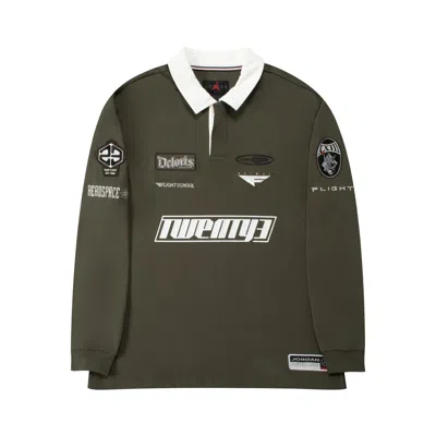 Pre-owned Air Jordan Essentials Long-sleeve Rugby Top 'cargo Khaki' | Green | Men's Size Xl